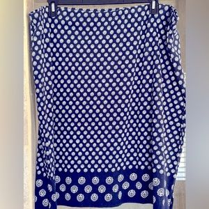 New with tags! Talbots blue & white medallion skirt, Size 3X